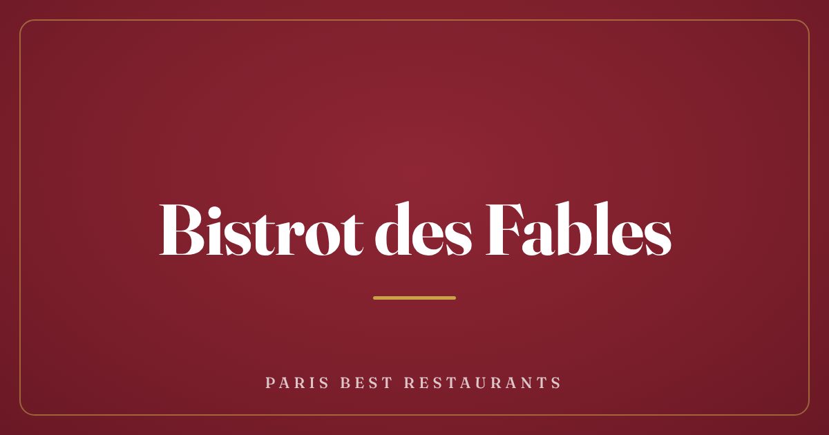 Bistrot des Fables